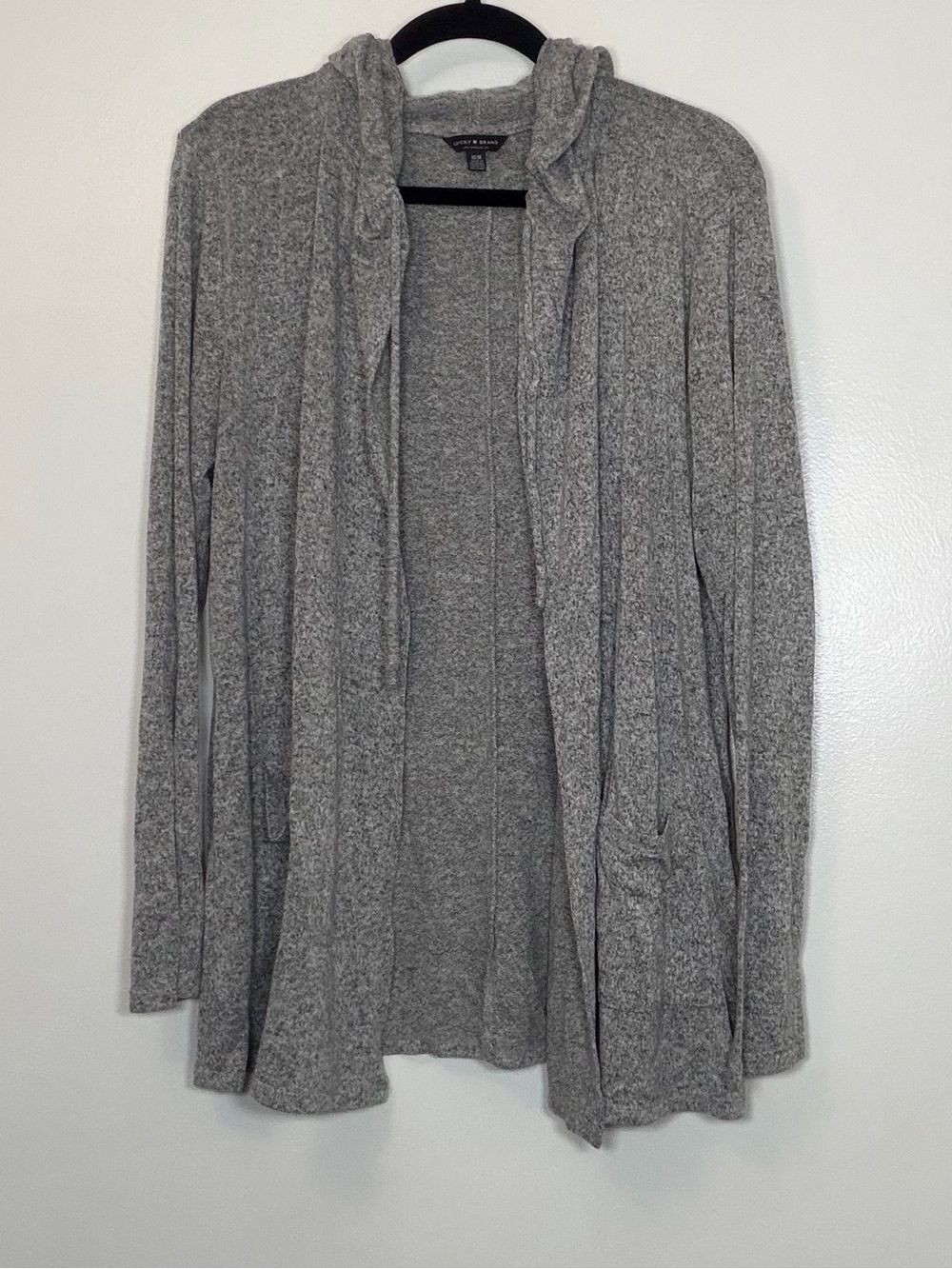 Lucky Brand Gray Open-Front Draped Cardigan